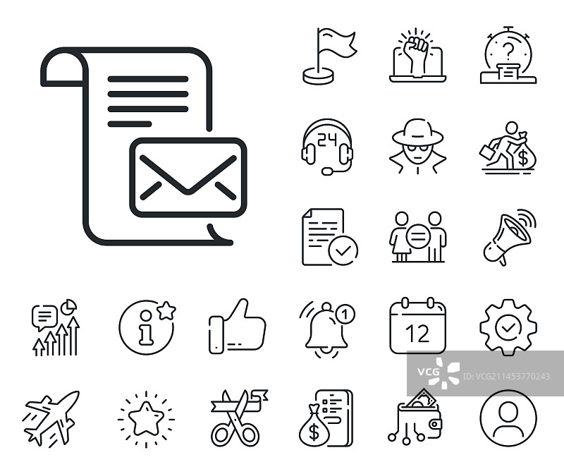 邮件信件线性图标：已读信息往来图片素材