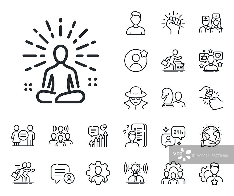 瑜伽线条图标：冥想姿势专家图片素材