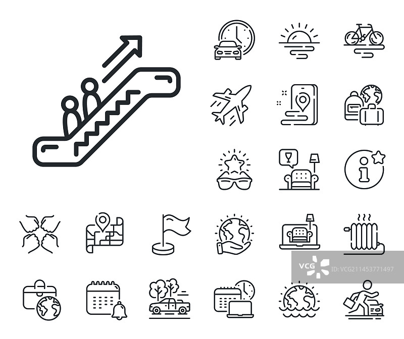 自动扶梯线性图标电梯标志飞机喷气图片素材
