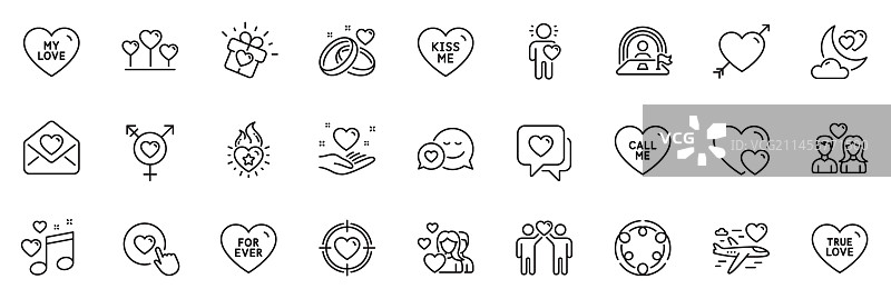 包含爱心线爱心图标包图片素材