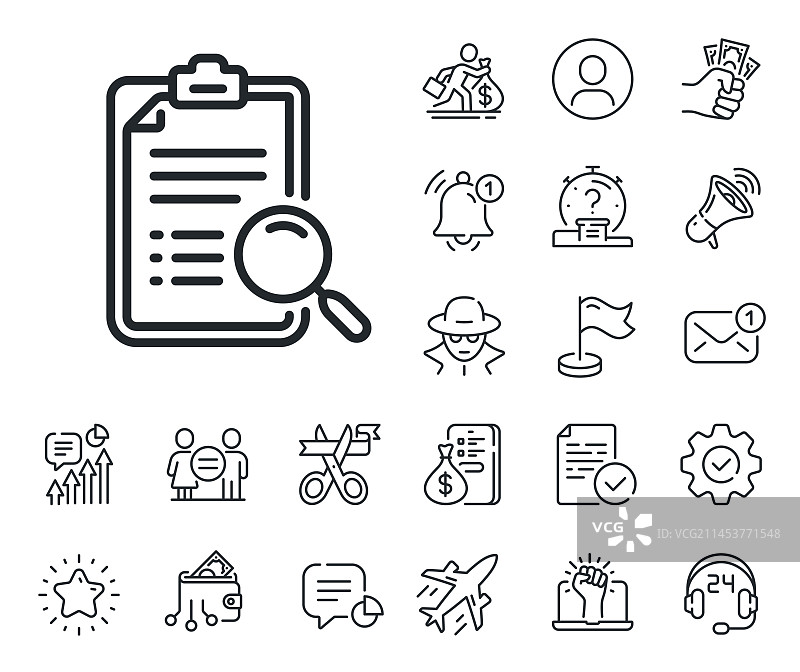 搜索分析线性图标查找文档符号图片素材