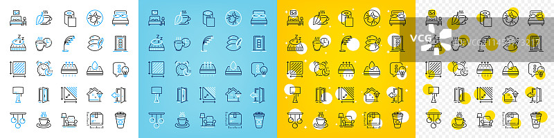 包裹尺寸与开门图标集图片素材