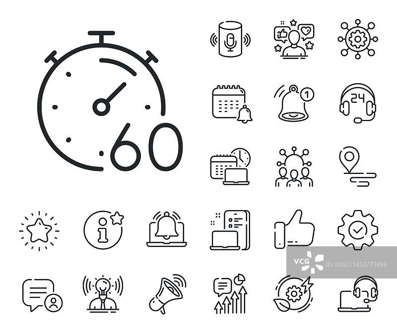 60分钟定时器线性图标秒表时间标志图片素材