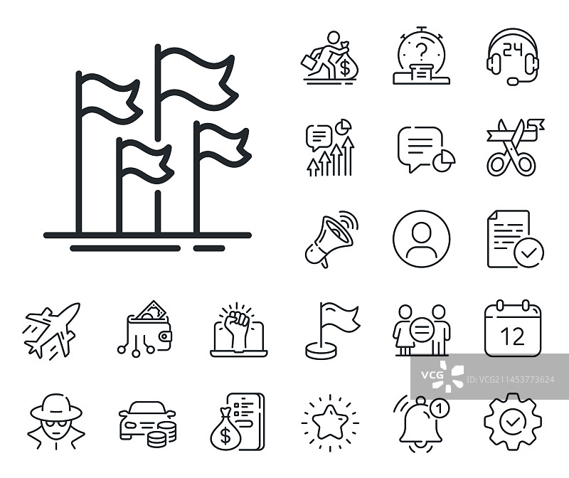 旗帜线性图标目标成功标志工薪族图片素材