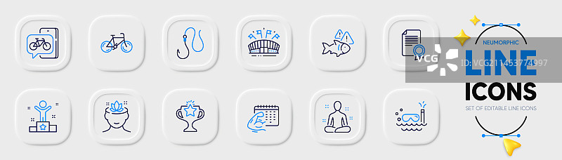 瑜伽身心自行车App网页线性图标图片素材