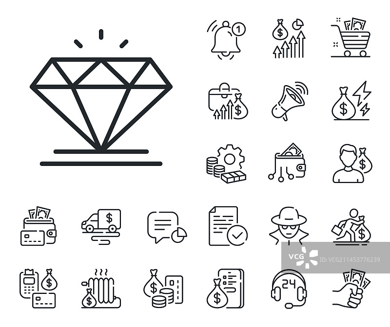 钻石线性珠宝水晶图标图片素材