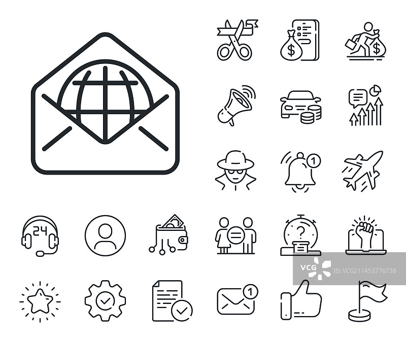 网页邮件线性图标信息函件标志图片素材
