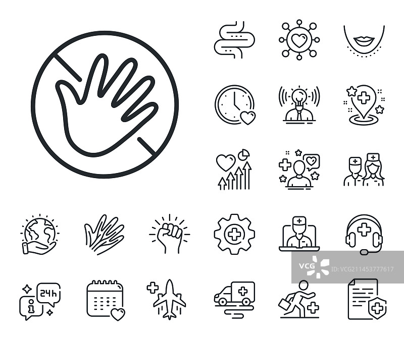 请勿触摸手部线条图标，注意卫生图片素材