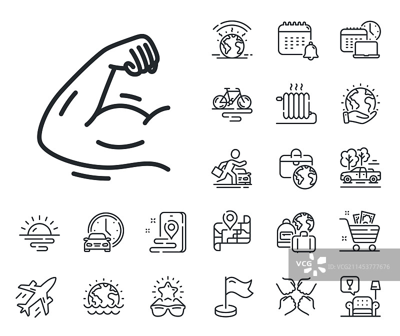 强壮的手臂线条图标，力量肌肉标志图片素材