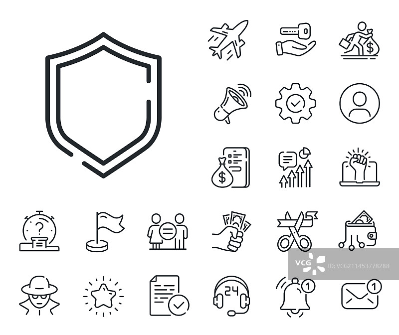 盾牌线条图标隐私安全标志图片素材
