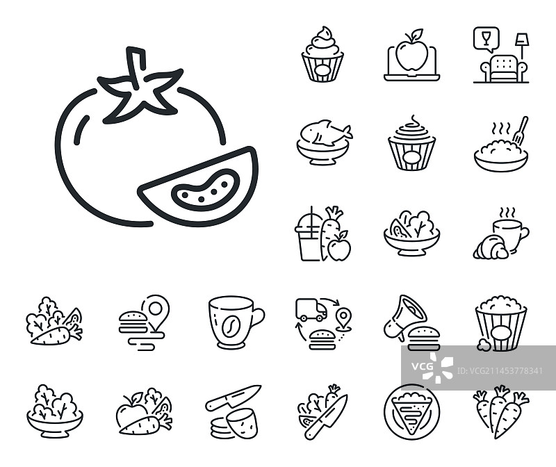番茄蔬菜食品标志线条图标：可丽饼图片素材
