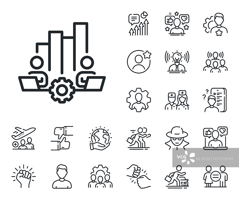 团队合作图表线条图标远程办公标志图片素材