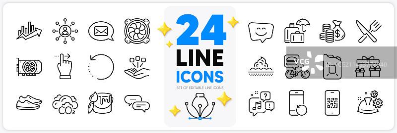 语音邮件硬币包和恢复图标集图片素材