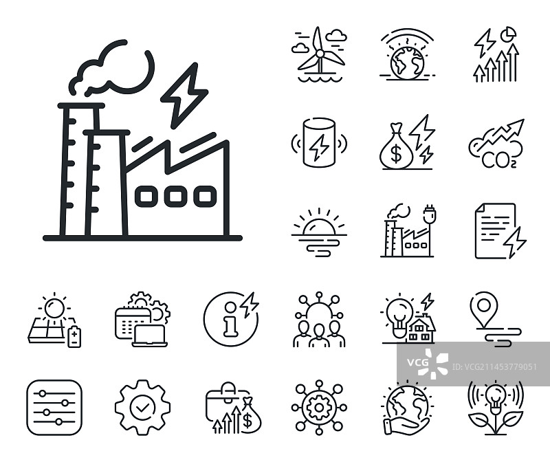 发电厂电力能源线性图标图片素材