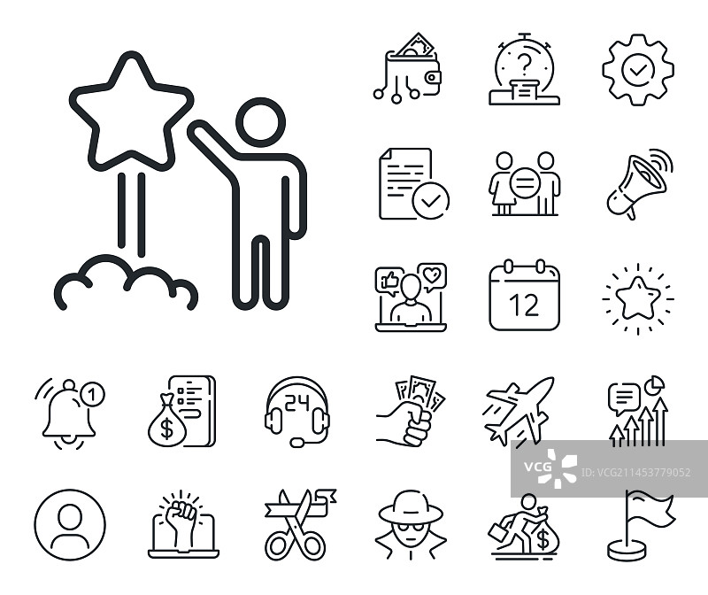 启动星级线性图标反馈评级标志图片素材