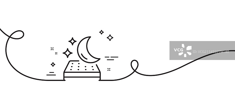 床垫线条图标：夜晚睡眠床休息标志图片素材