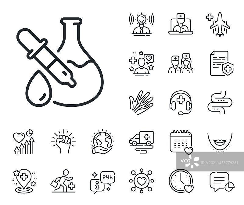 化学实验线性图标：实验烧瓶图片素材
