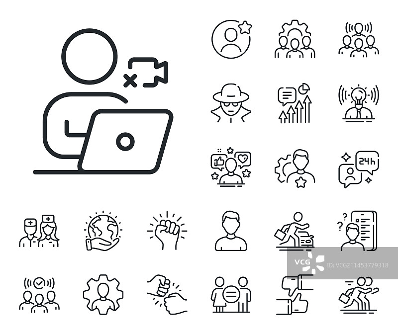 在线培训视频会议线图标图片素材