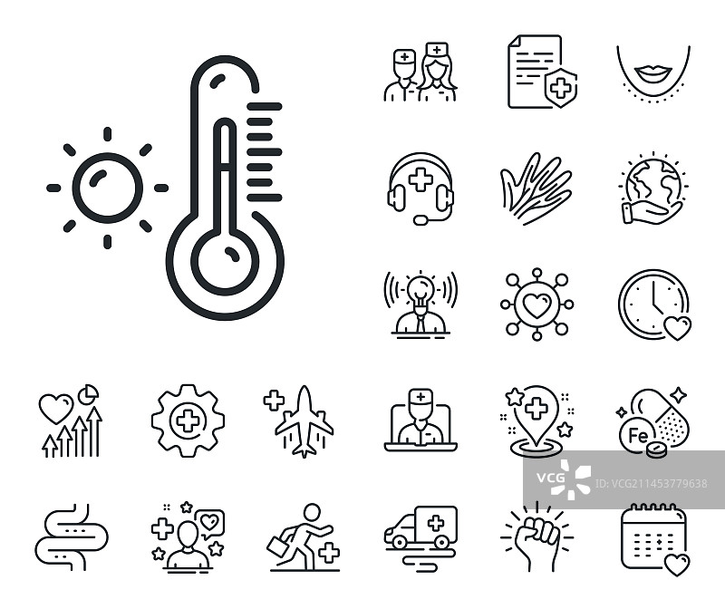 温度计线性图标天气温度符号图片素材