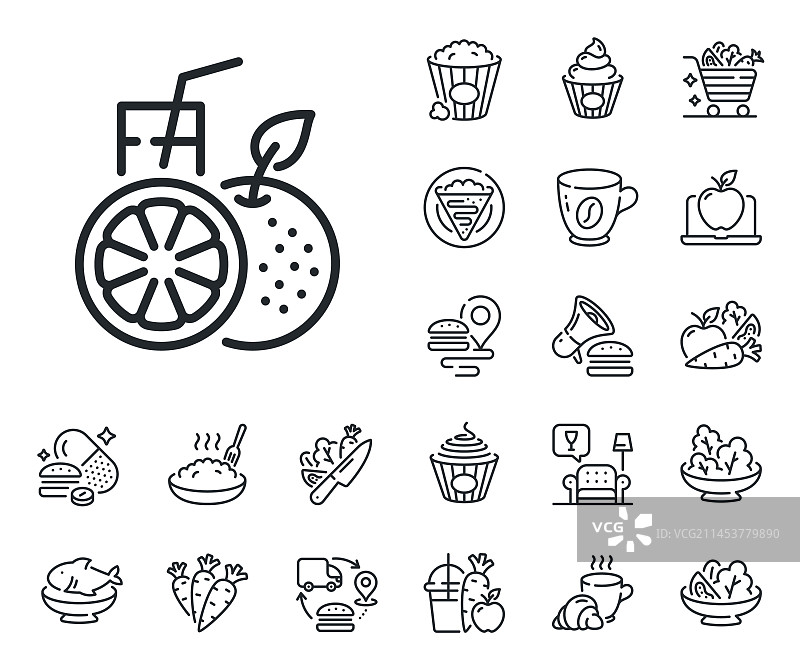 新鲜饮品橙汁线性图标图片素材