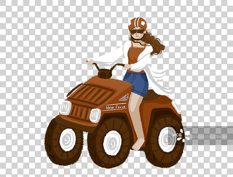 山地车摩托女孩骑行插画图片素材