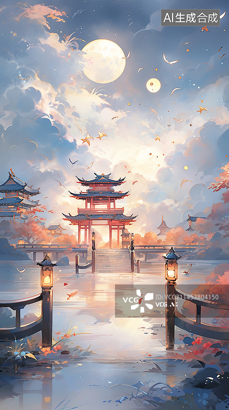 【AI数字艺术】传统节日背景插画图片素材