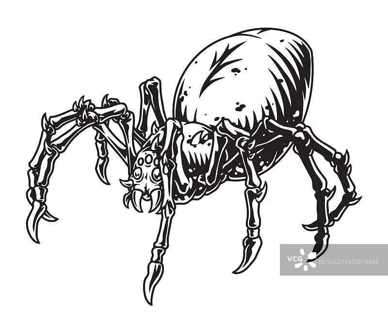 单色恐惧狼蛛贴纸图片素材