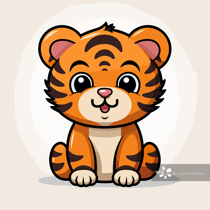 可爱手绘漫画涂鸦风格老虎图片素材