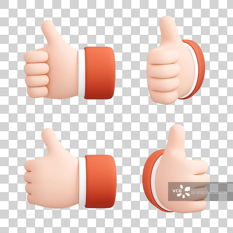 3D渲染可爱卡通点赞手势图片素材