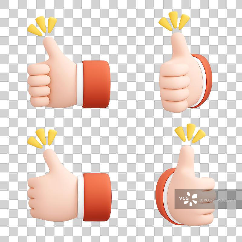 3D渲染可爱卡通点赞手势图片素材