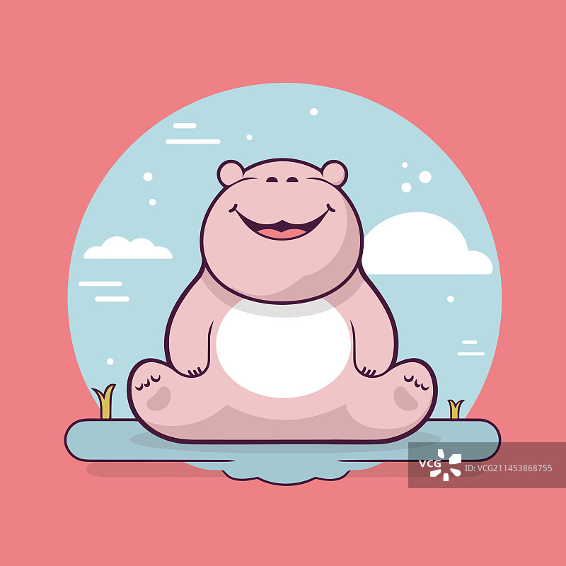 手绘河马可爱涂鸦图片素材