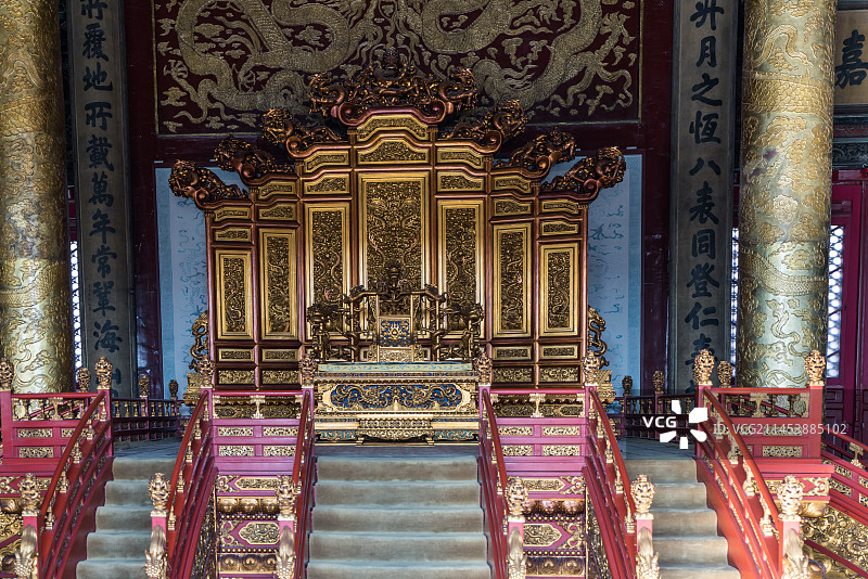 故宫博物院太和殿皇帝龙椅图片素材