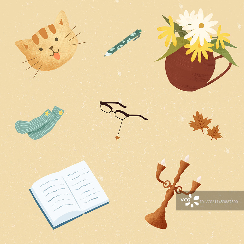 秋天休闲午后贴纸图片素材