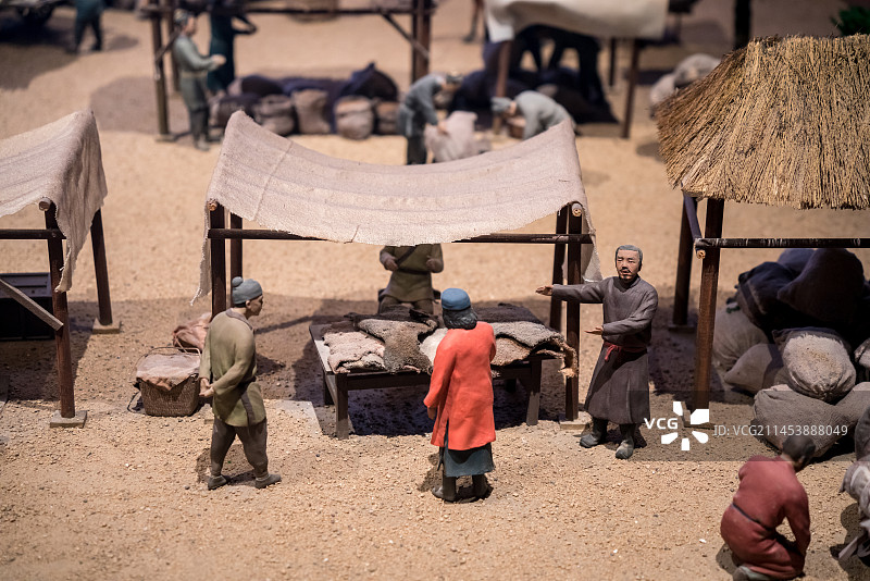 宋代，辽代集市场景微缩景观图片素材