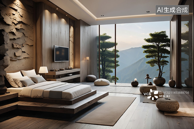 【AI数字艺术】侘寂风复古空间设计图片素材