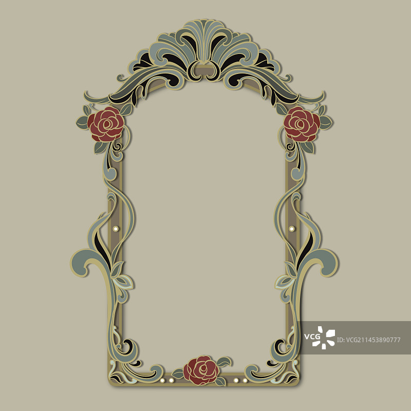 复古玫瑰花边框背景插画图片素材