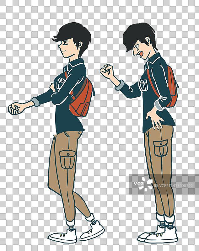 女孩侧面站立全身像图片素材