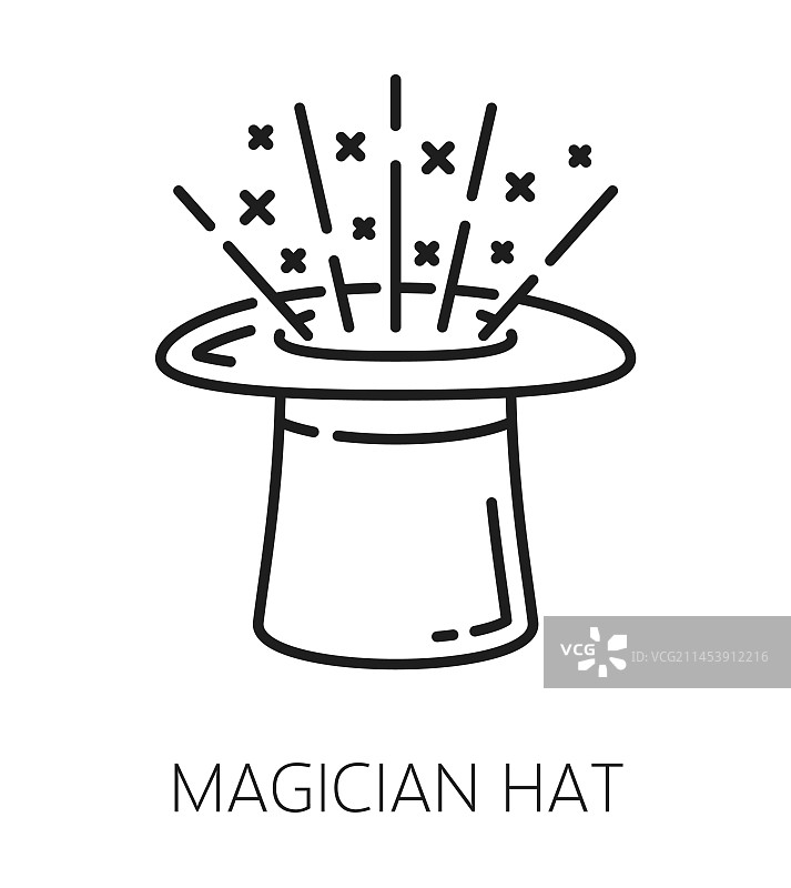 魔术师帽子巫术魔法细线图标图片素材