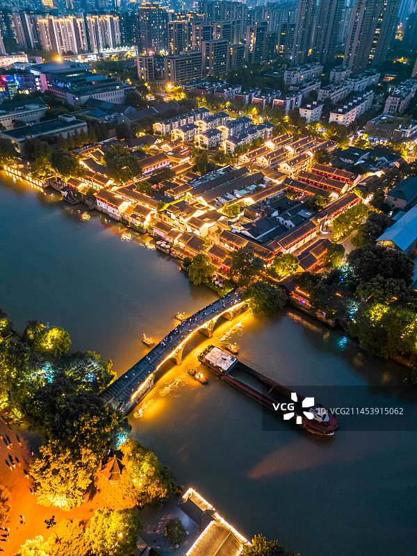 杭州京杭大运河拱宸桥夜景图片素材