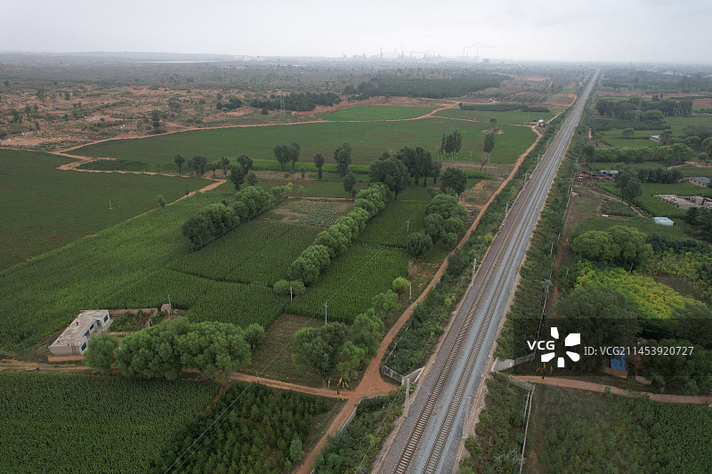 航拍榆林市靖边县杨桥畔镇毛乌素沙漠图片素材