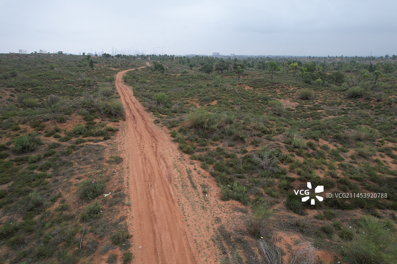 航拍榆林市靖边县杨桥畔镇毛乌素沙漠图片素材