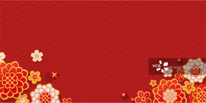 恭贺新春红色复古花背景图片素材