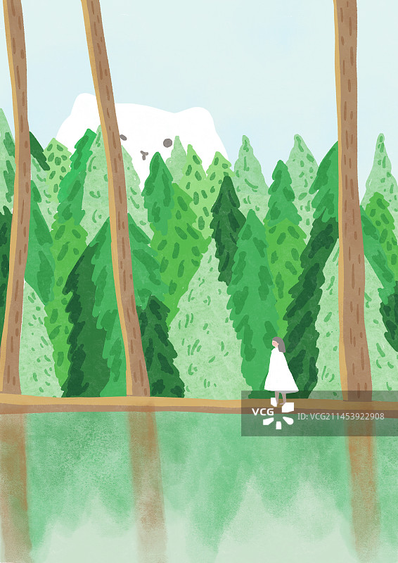 树林里的秘密风景插画图片素材