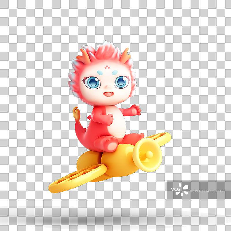 3D渲染的可爱的龙年形象图片素材