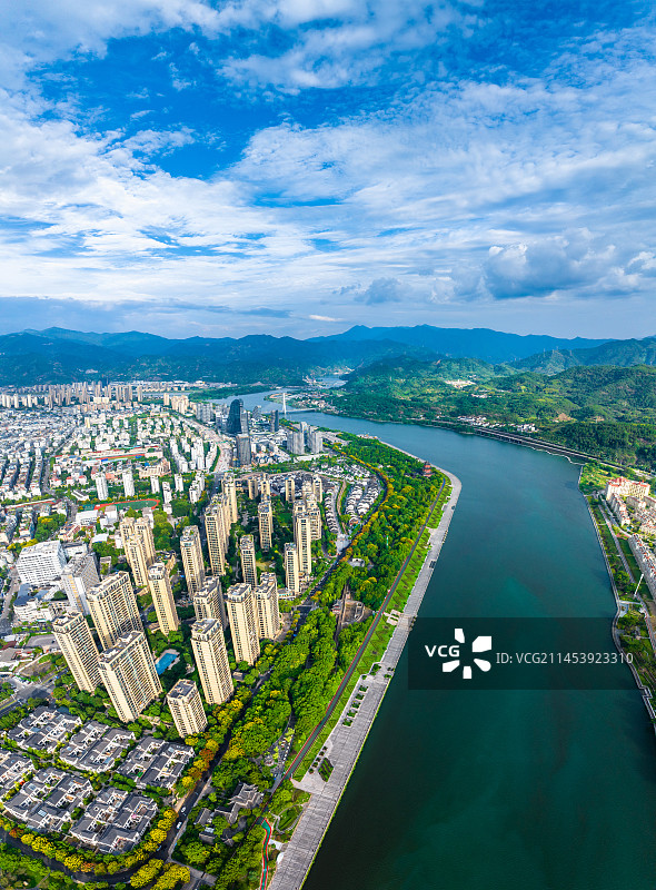浙江丽水莲都区城市风光航拍图图片素材