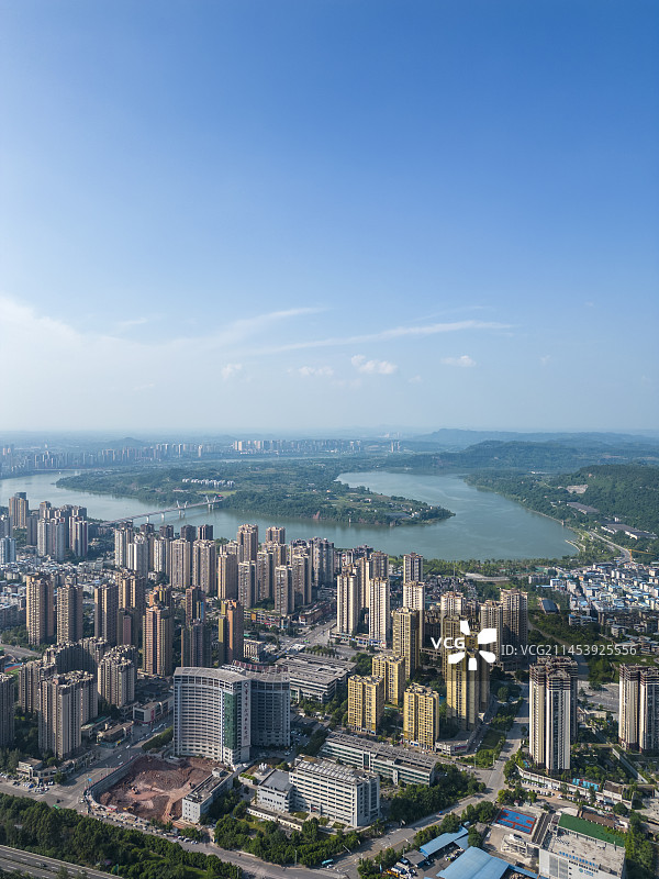 嘉陵江河湾航拍图片素材