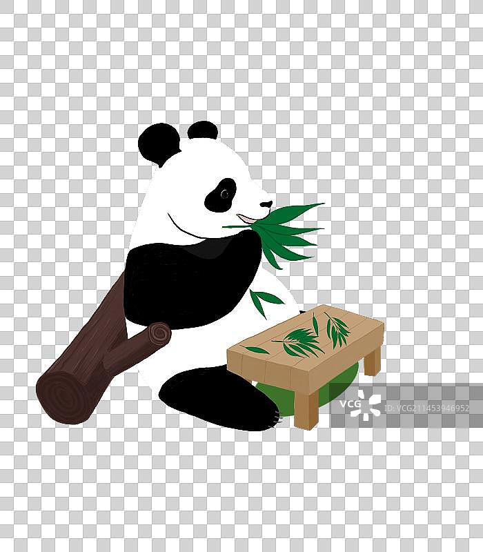 熊猫吃竹叶小清新免抠元素图片素材