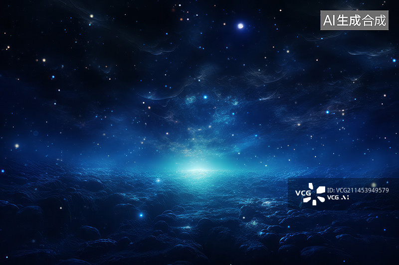 【AI数字艺术】海底闪亮的星星星空背景插画图片素材