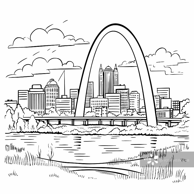 手绘漫画拱门图片素材