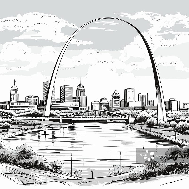 手绘漫画拱门图片素材